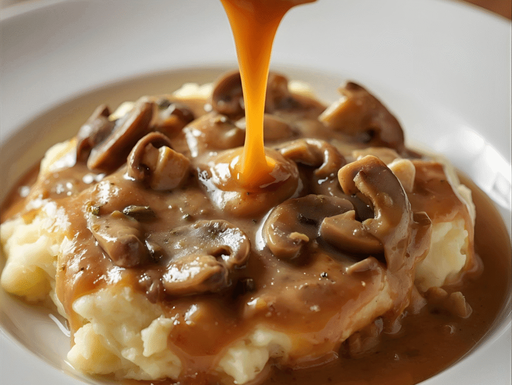 Easy Vegetarian Mushroom Gravy | Delicious, Creamy & Quick to Make easy mushroom gravy canva (3)