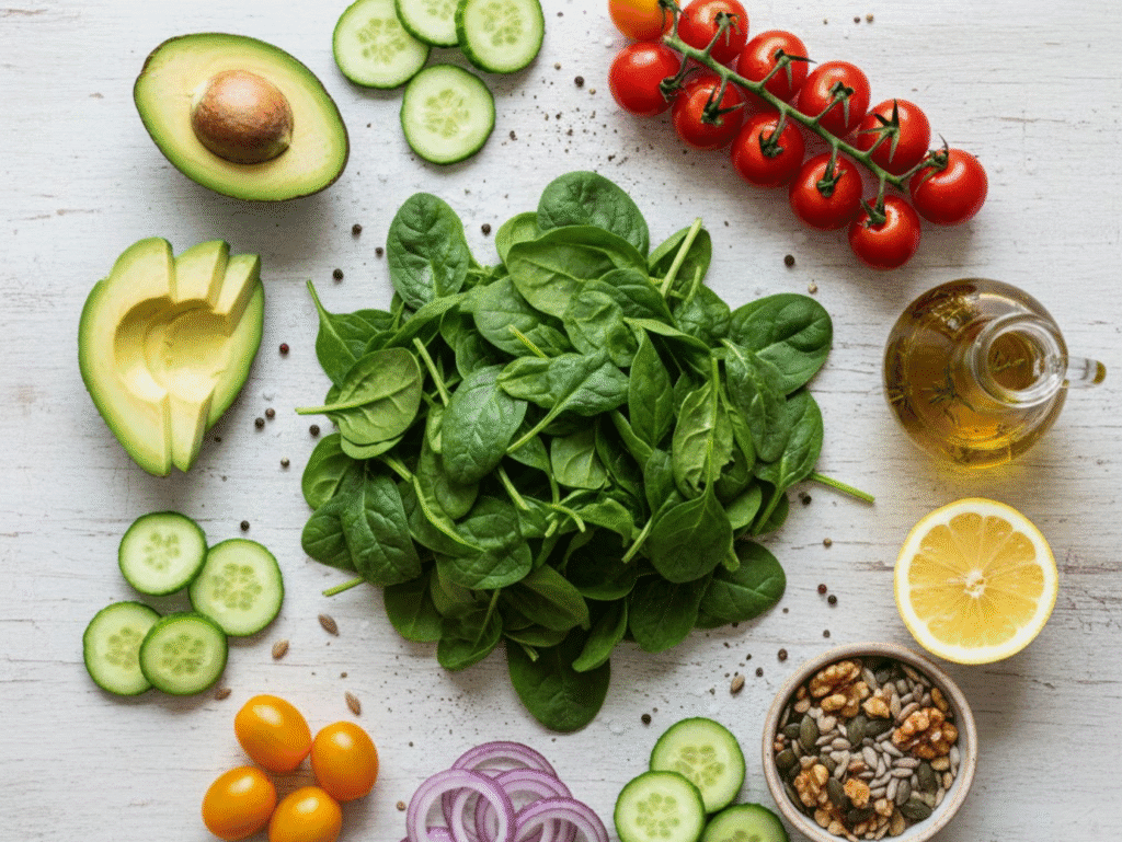 The Ultimate Glowing Skin Spinach Salad (Zesty & Nutrient-Packed!) spinach salad canva canva (2)