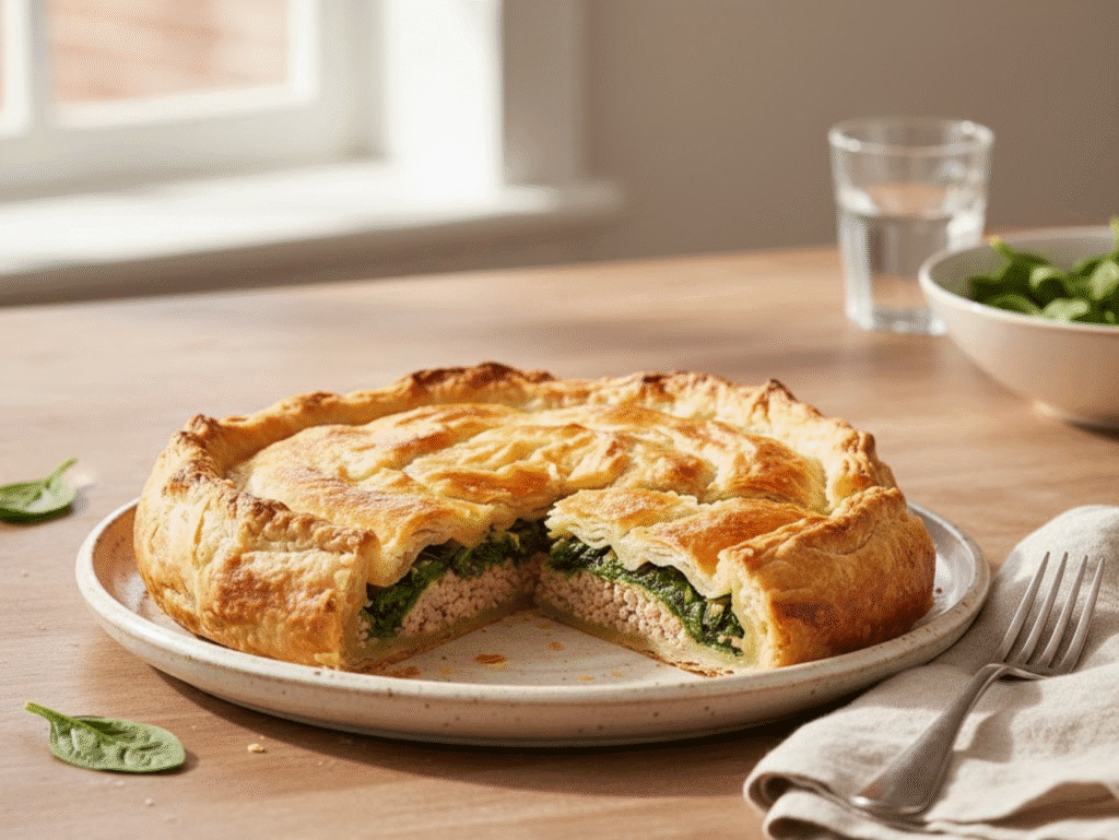 Greek-Inspired Pork & Spinach Spanakopita | Rich, Golden & Full of Flavor canva inspired pork meat (3)