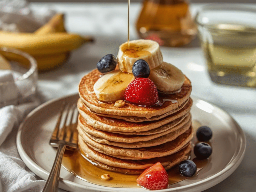 5-Minute Banana Oat Pancakes – Healthy, Flourless Breakfast banana oat pancakes (4)