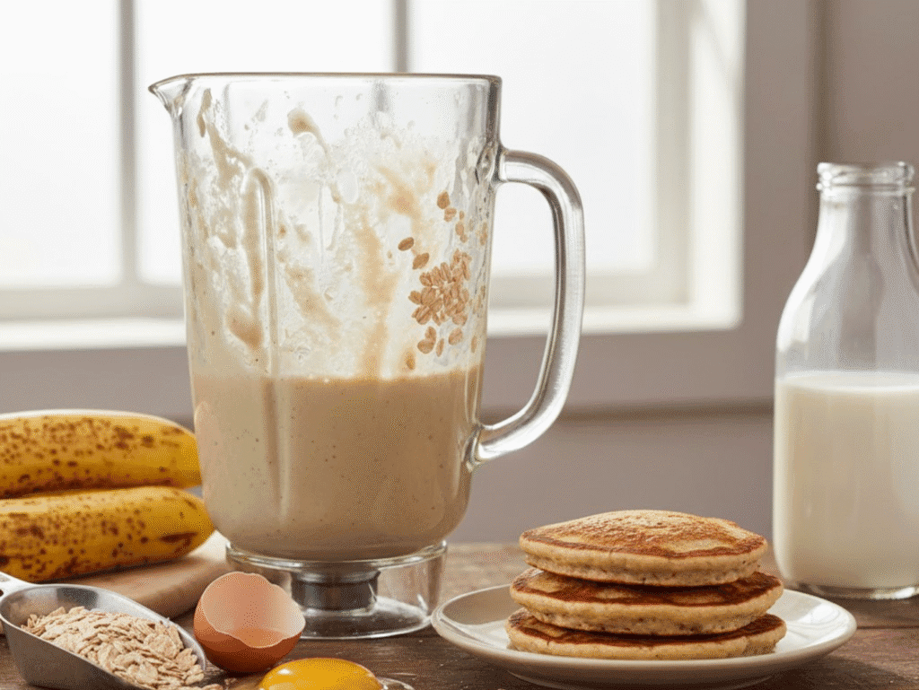5-Minute Banana Oat Pancakes – Healthy, Flourless Breakfast banana now canva 2
