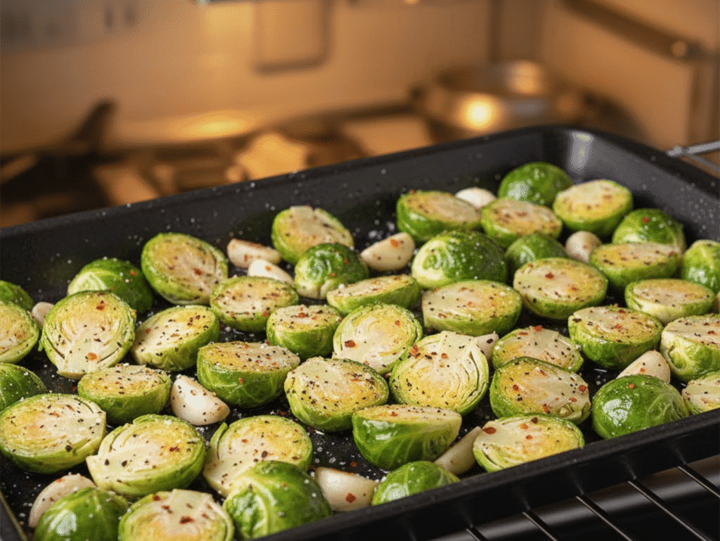 LongHorn Brussels Sprouts Recipe — Sweet, Spicy & Perfectly Roasted brussels sprouts canva (2)