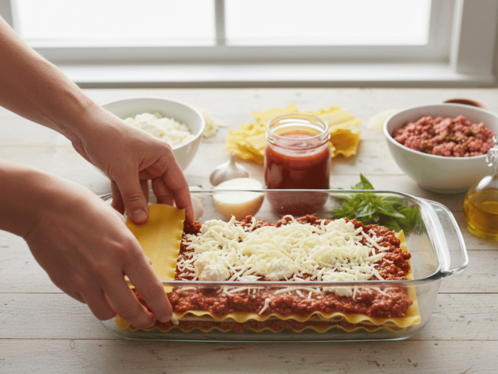 Family-Style Homemade Lasagna | Rich, Cheesy & Perfect for Any Occasion lasagna recipe canva (2)