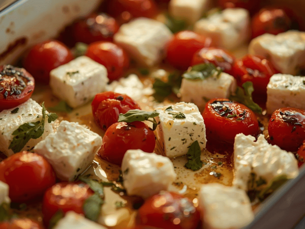 The Viral Baked Feta Pasta: Healthy Remix (No Heavy Cream!) baked feta (2)