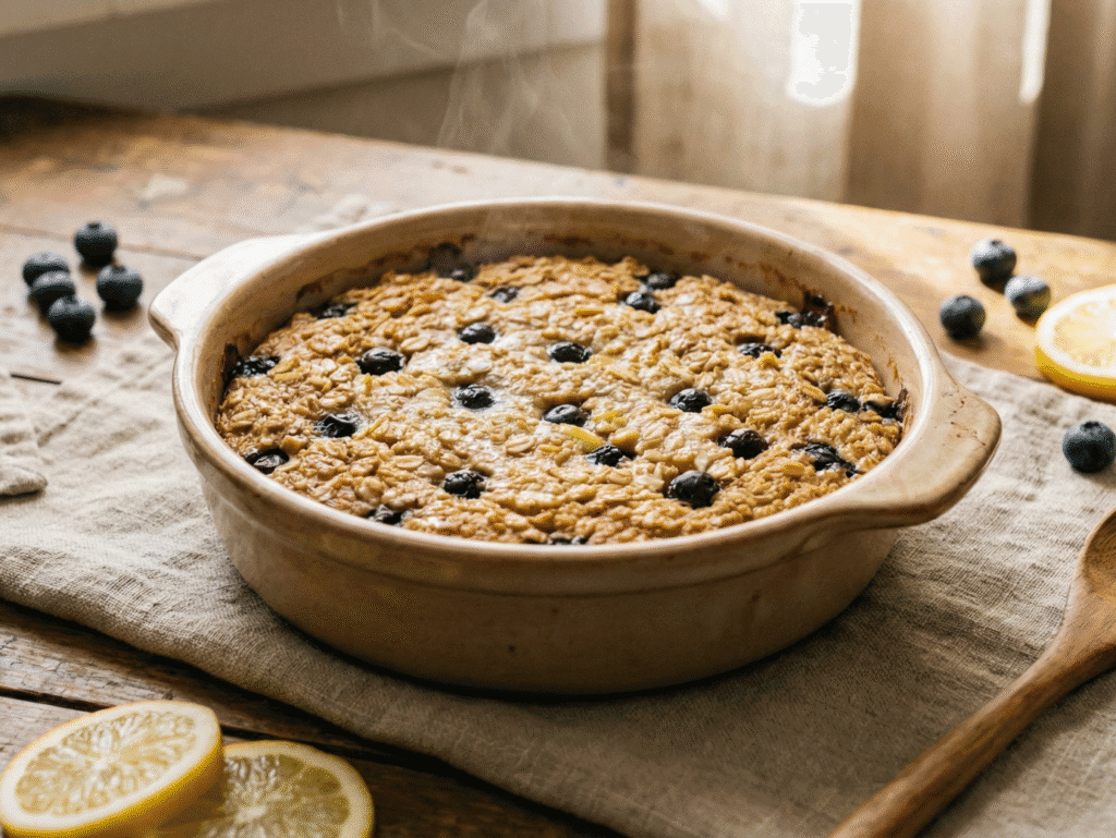 Healthy Blueberry Lemon Baked Oatmeal (High Protein & Gluten-Free) from gemini 1