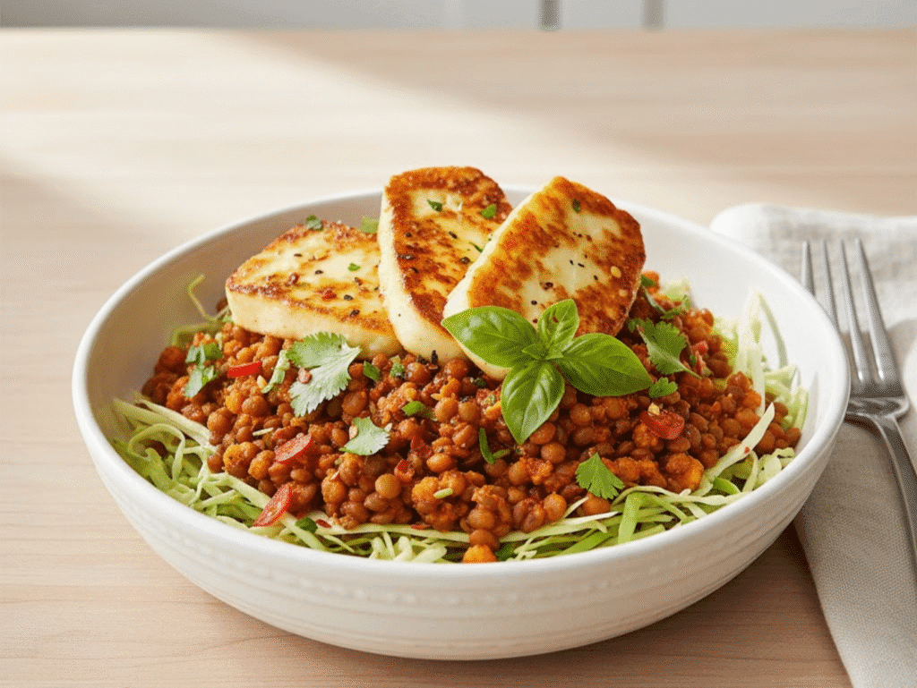 The Viral 2026 Cabbage Crush: Spicy Suya Lentil & Halloumi Bowl Recipe cabbage recipe canva (3)