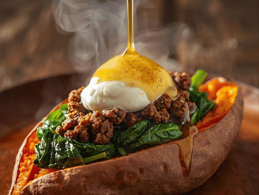 High-Protein Stuffed Sweet Potato Recipe | Easy 20-Minute Dinner stuffed sweet potato