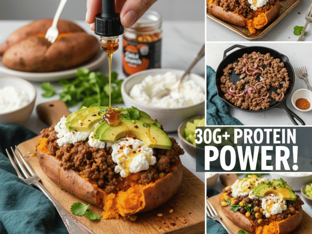 High-Protein Stuffed Sweet Potato Recipe | Easy 20-Minute Dinner stuffed sweet potato (4)