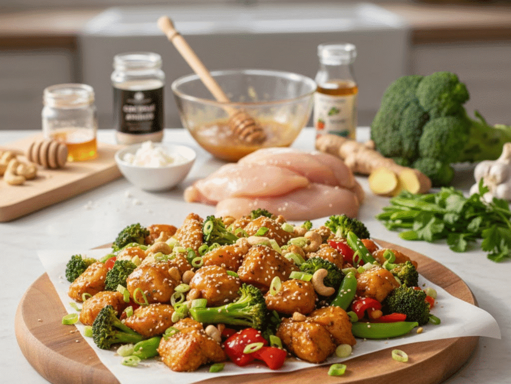 Better Than Salad: 15-Minute Sheet Pan Cashew Chicken (High-Protein & Healthy) canva pan cashew chicken (1)