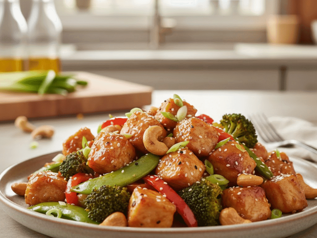 Better Than Salad: 15-Minute Sheet Pan Cashew Chicken (High-Protein & Healthy) canva pan cashew chicken