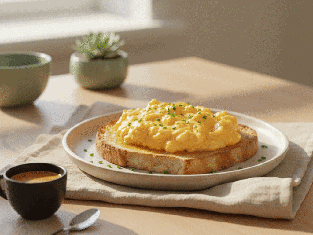 “The Creamiest Scrambled Eggs: 10-Minute Soft Scramble Recipe now canva today (8)