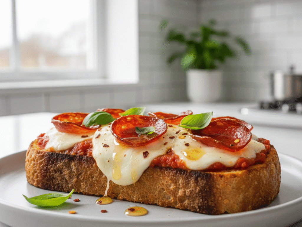 The 10-Minute High-Protein Pizza Toast: The Healthy "Lazy" Dinner That Went Viral pizza canva now (1)