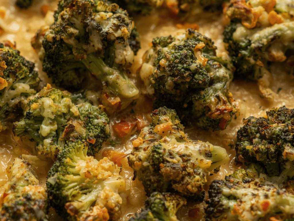 smashed parmesan broccoli processing