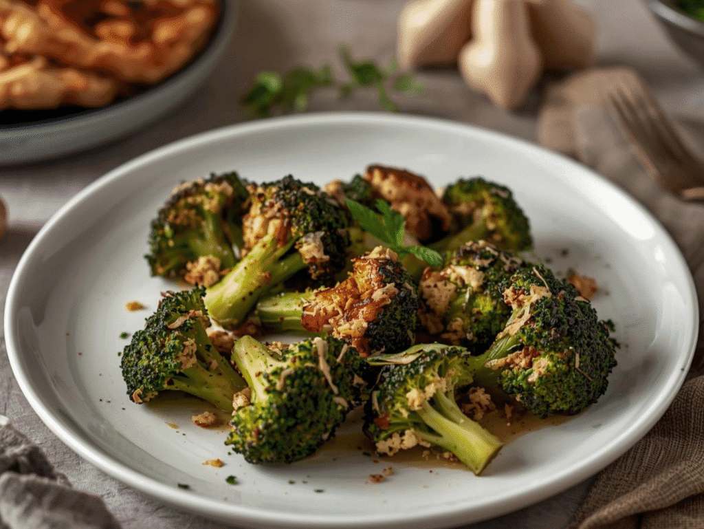 smashed parmesan broccoli ready to serarch
