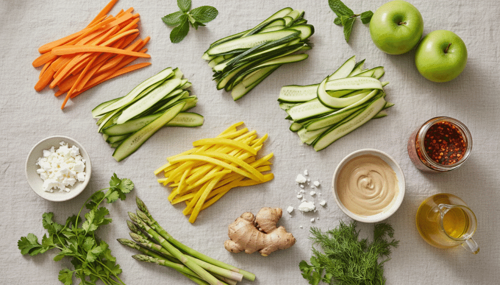 7 Refreshing Ways to Make a Crisp Ribbon Salad flat lay of 202602062027