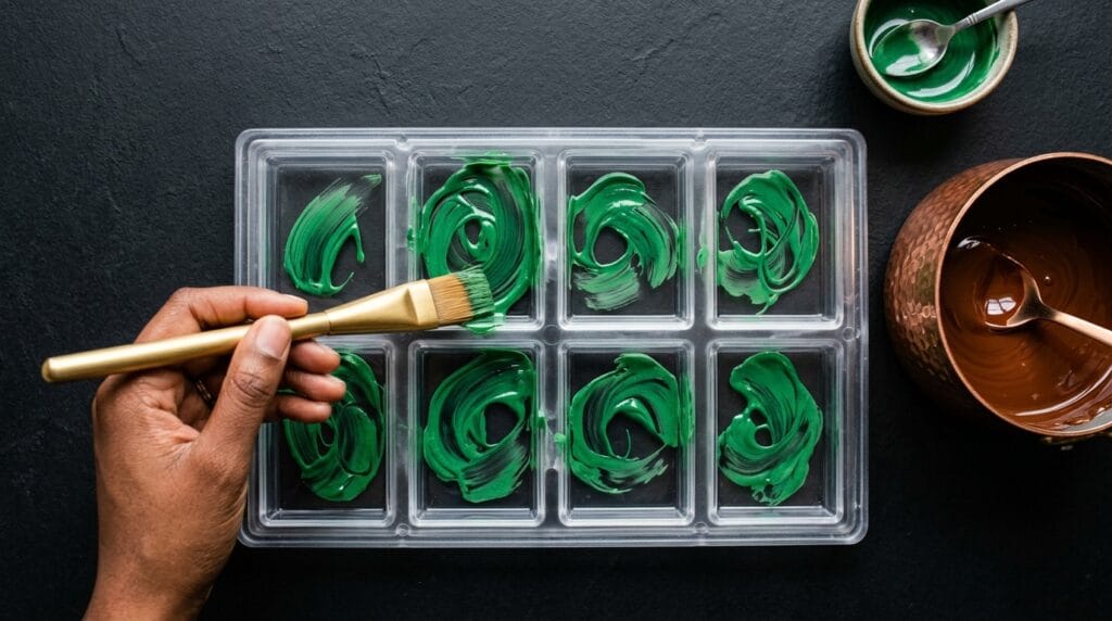 Pistachio Kunafa Dubai Chocolate Recipe pastry brush painting 202604120801